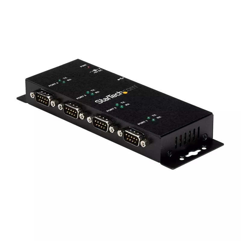 StarTech.com 4-pordiline USB-DB9 RS232 jadaadapteri jaotur – tööstuslik DIN-liistule ja seinale kinnitatav