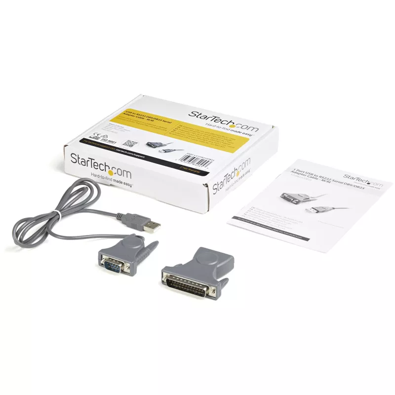 StarTech.com 3ft (91cm) 1-pordiga USB-jadakaabel, DB9/DB25 RS232 USB-muundur, Prolific, USB-jadaadapter