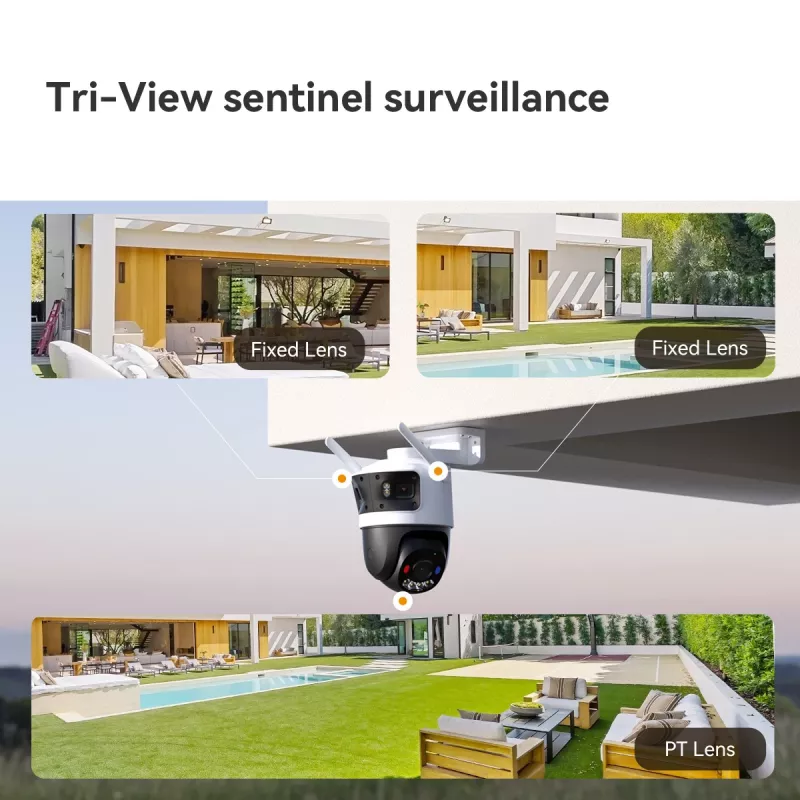 IP turvakaamera IMOU Cruiser Triple IPC-S7UP-11M0WED — 2880×1620, 6 mm, 8× digitaalne suum, juhtmega ja juhtmevaba, välistingimustesse, lae/seinale kinnitatav
