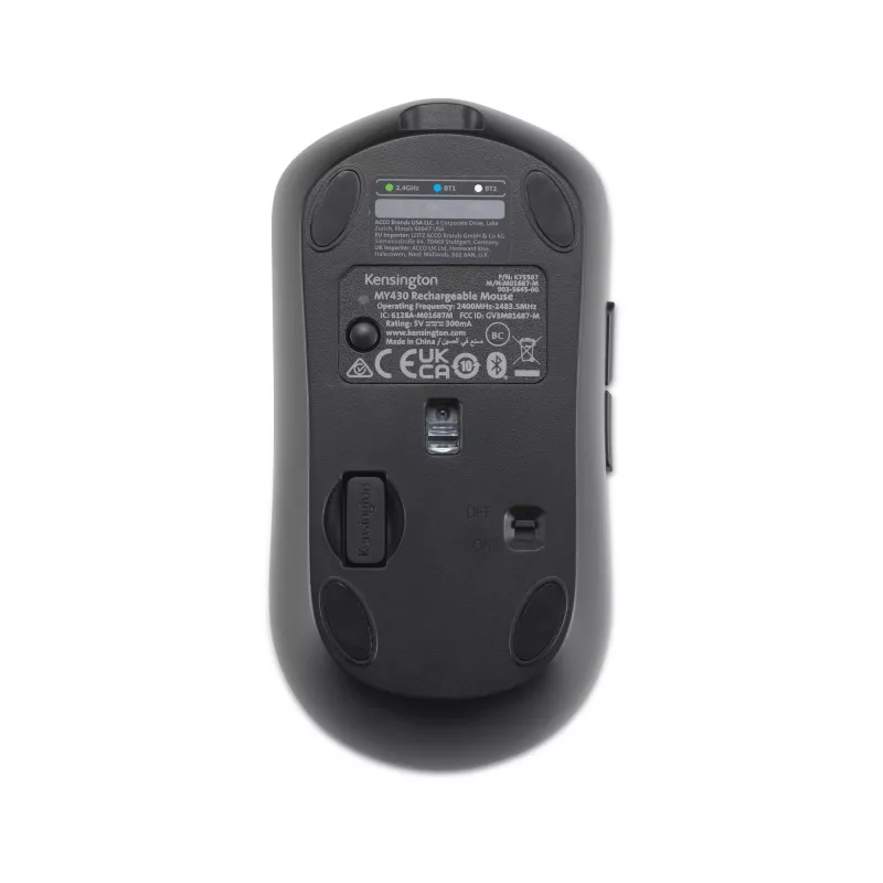 Kensington MY430 EQ laetav hiir, kahekäeline, optiline, RF-juhtmevaba + Bluetooth, 2400 DPI, must