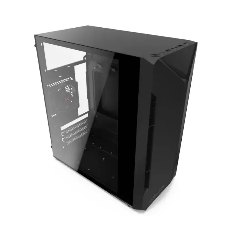 PC-korpus KRUX Astro Cube Must — kuubikkorpus, toetab micro ATX/mini‑ITX, 1×3,5-tolline + 2×2,5-tollised pesad, külgaken, max PSU 28 cm, max jahuti kõrgus 136 mm