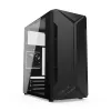 PC-korpus KRUX Astro Cube Must — kuubikkorpus, toetab micro ATX/mini‑ITX, 1×3,5-tolline + 2×2,5-tollised pesad, külgaken, max PSU 28 cm, max jahuti kõrgus 136 mm