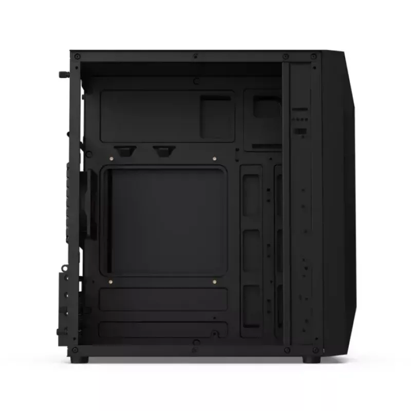 PC-korpus KRUX Astro Cube Must — kuubikkorpus, toetab micro ATX/mini‑ITX, 1×3,5-tolline + 2×2,5-tollised pesad, külgaken, max PSU 28 cm, max jahuti kõrgus 136 mm