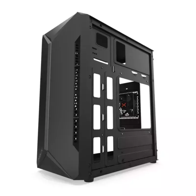 PC-korpus KRUX Astro Cube Must — kuubikkorpus, toetab micro ATX/mini‑ITX, 1×3,5-tolline + 2×2,5-tollised pesad, külgaken, max PSU 28 cm, max jahuti kõrgus 136 mm