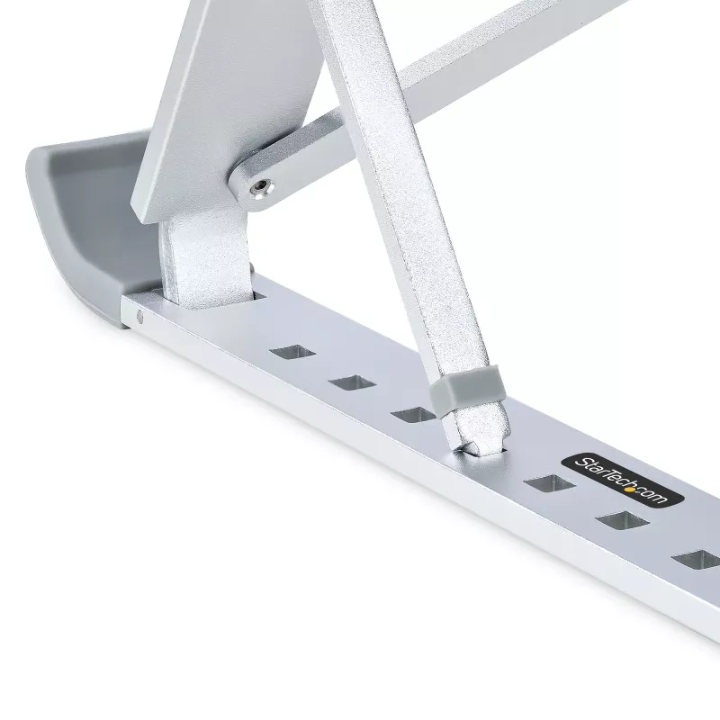 StarTech.com Kokkupandav sülearvuti tõstukalus, kaasaskantav kõrgusreguleeritav ergonoomiline sülearvutialus, ventileeritav alumiiniumraam toetab kuni 10 kg, kallutatav/tõstetav/nurgaga sülearvuti/tahvelarvuti alus, kokkupandav disain