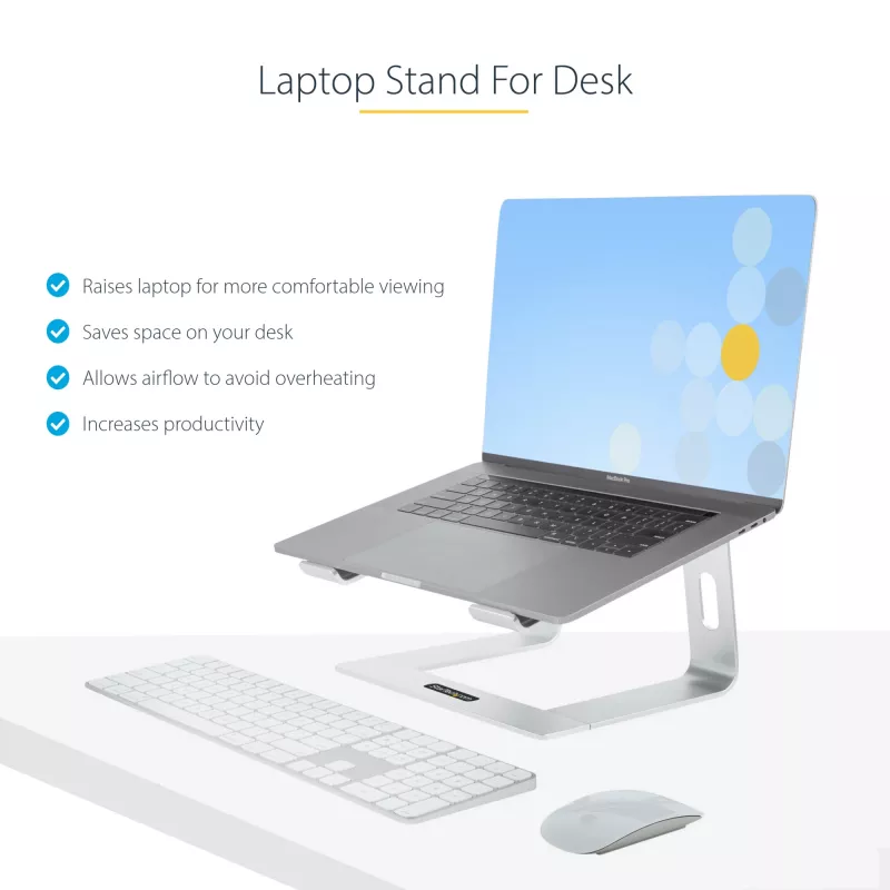 StarTech.com sülearvuti alus lauale, toetab 5kg/11lb, alumiinium, hõbedane, ergonoomiline sülearvuti tõstuk, kaasaskantav sülearvuti hoidik, arvutialus Macbook Air/Pro, Dell XPS, Lenovo jaoks