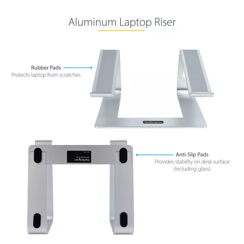 StarTech.com sülearvuti alus lauale, toetab 5kg/11lb, alumiinium, hõbedane, ergonoomiline sülearvuti tõstuk, kaasaskantav sülearvuti hoidik, arvutialus Macbook Air/Pro, Dell XPS, Lenovo jaoks