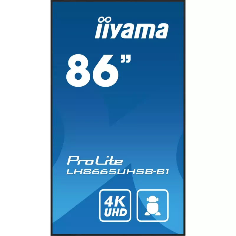 iiyama LH8665UHSB-B1 Signage-ekraan kioskikujundusega 2.18 m (86 tolli) LED Wi-Fi 800 cd/m² 4K Ultra HD must sisseehitatud protsessoriga Android 11 24/7