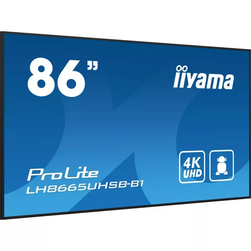 iiyama LH8665UHSB-B1 Signage-ekraan kioskikujundusega 2.18 m (86 tolli) LED Wi-Fi 800 cd/m² 4K Ultra HD must sisseehitatud protsessoriga Android 11 24/7