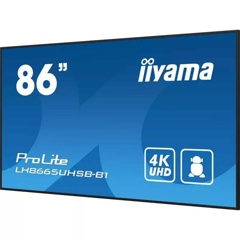 iiyama LH8665UHSB-B1 Signage-ekraan kioskikujundusega 2.18 m (86 tolli) LED Wi-Fi 800 cd/m² 4K Ultra HD must sisseehitatud protsessoriga Android 11 24/7