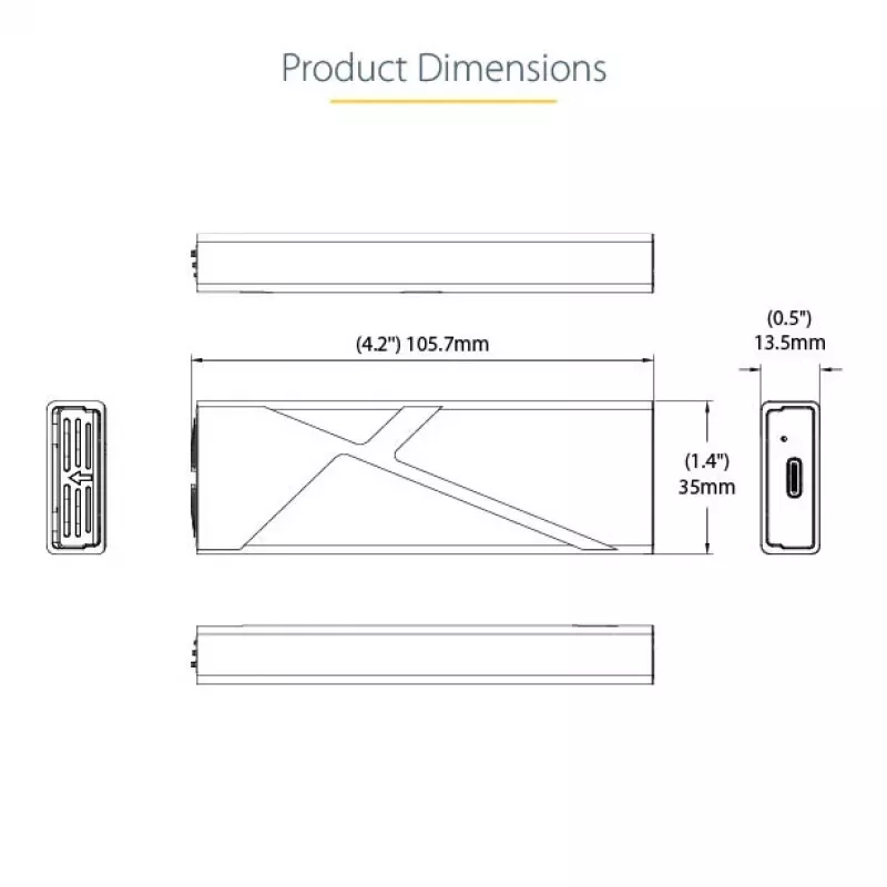 StarTech.com USB-C 10Gbps – M.2 NVMe või M.2 SATA SSD korpus – tööriistavaba väline M.2 PCIe/SATA NGFF SSD alumiiniumkorpus – USB USB-C ja A hostikaablid – toetab 2230/2242/2260/2280