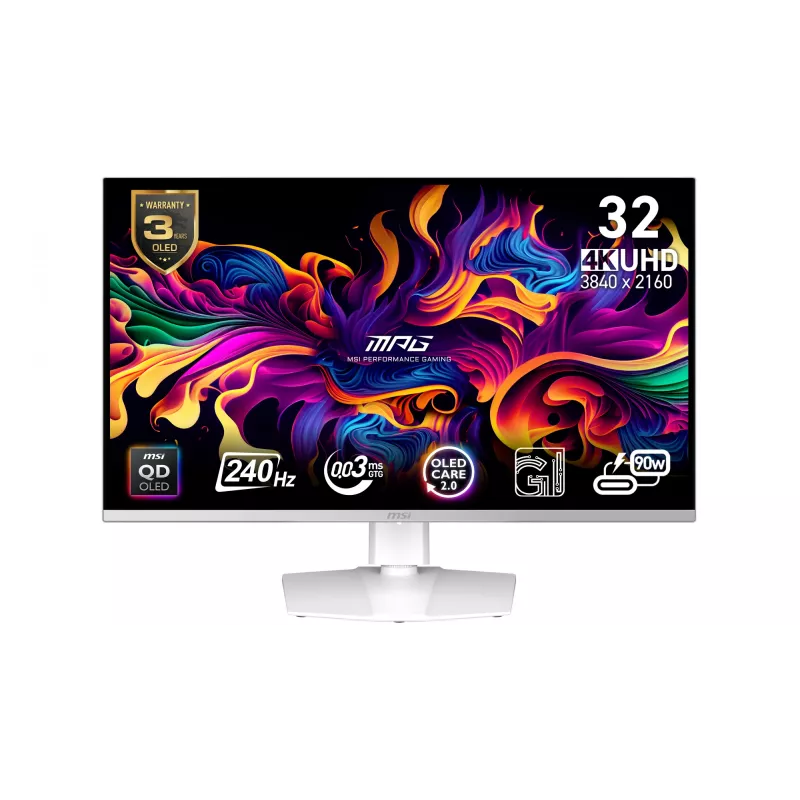 MSI MPG 321URXW QD-OLED arvutimonitor 80 cm (31,5 tolli) 3840 x 2160 pikslit 4K Ultra HD Valge