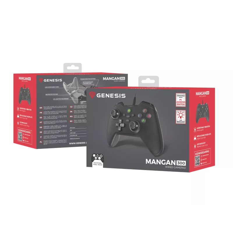 GENESIS Mangan 300 Must USB mängupult Analoog / Digitaalne Android, Nintendo Switch, PC