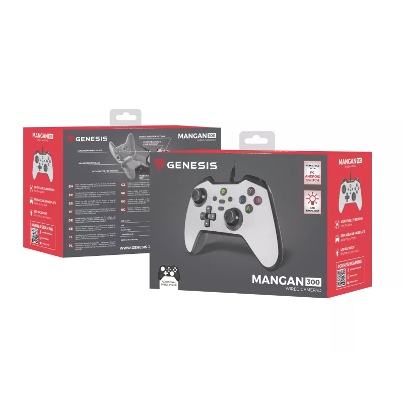 GENESIS Mangan 300 valge USB-mängupult analoog/digitaalne Android, Nintendo Switch, PC