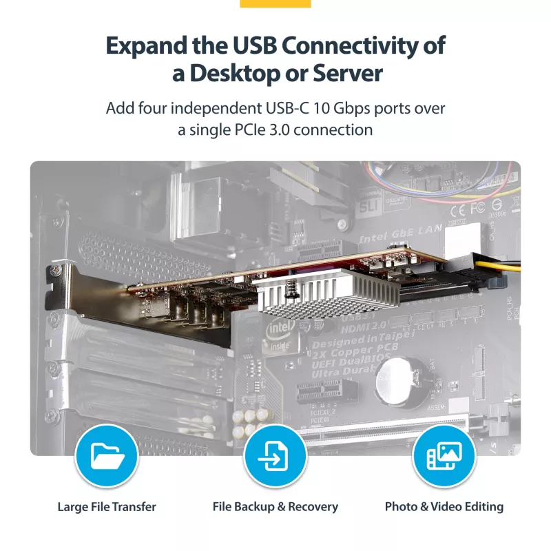 StarTech.com 4-pordiline USB USB-C PCIe kaart, USB 3.2 10Gbps, USB-C PCI Express laienduskaart, 4x sõltumatut USB-kontrollerit, Windows/Linux/macOS, TAA-le vastav