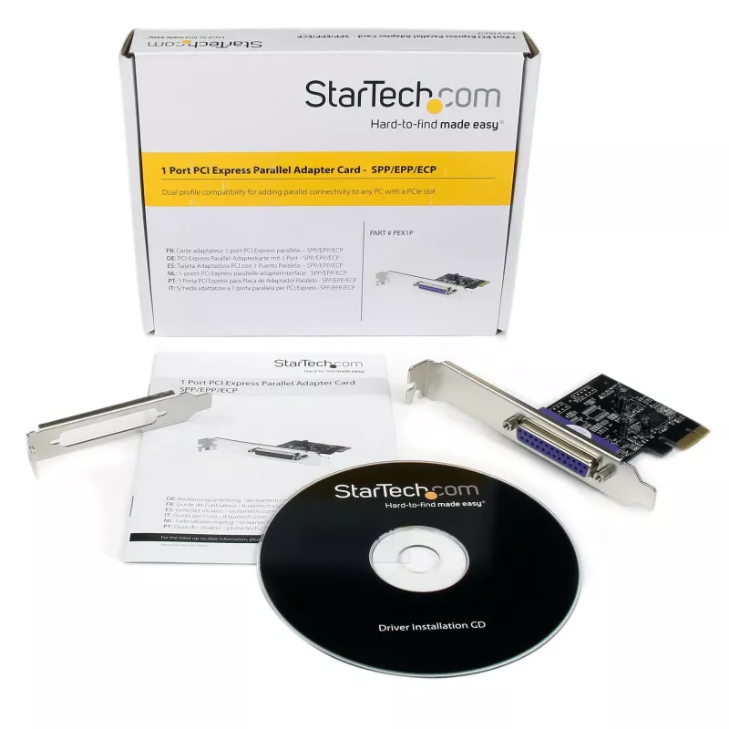 StarTech.com 1-pordiline paralleel-PCIe-kaart - PCI Expressi ja DB25 paralleeladapteri kaart - lauaarvuti laiendus-LPT-kontroller printeritele, skanneritele ja plotteritele - SPP/ECP - standardne/madalprofiil