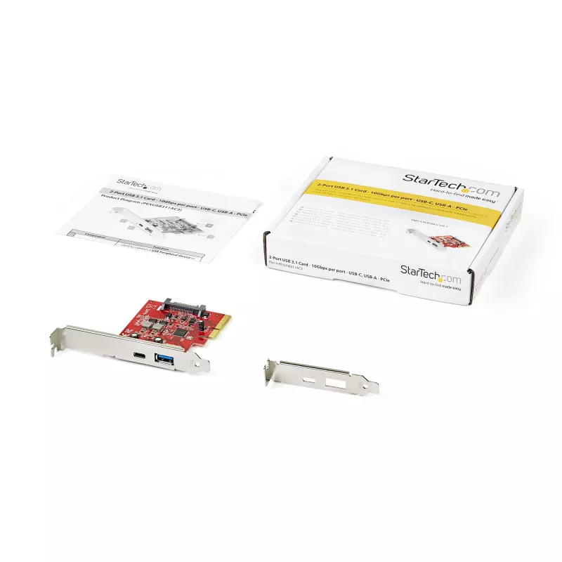 StarTech.com 2-pordiline 10Gbps USB-A ja USB-C PCIe kaart - USB 3.1 Gen 2 PCI Express tüüp C/A hostikontrolleri kaardi adapter - USB 3.2 Gen 2x1 PCIe laienduskaart - Windows, macOS, Linux