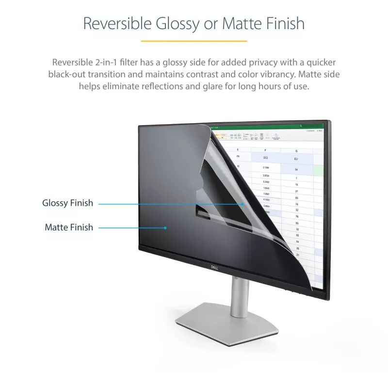 StarTech.com Monitor Privacy Screen for 23.8 inch Display - Computer Screen Security Filter - Blue Light Reducing Screen Protector Film - 16:9 Widescreen -Matte/Glossy - +/-30 Degree
