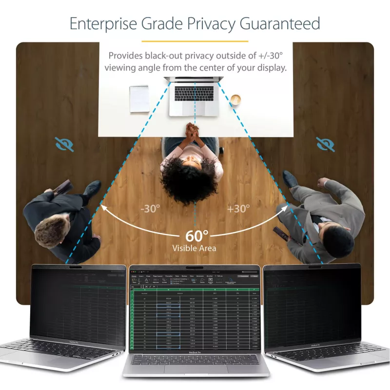 StarTech.com sülearvuti privaatsusfilter 13-tollisele MacBook Pro'le ja MacBook Air'ile - magnetiline eemaldatav turvakile - sinist valgust vähendav ekraanikaitse 16:10 - matt/läikiv - +/-30 kraadi