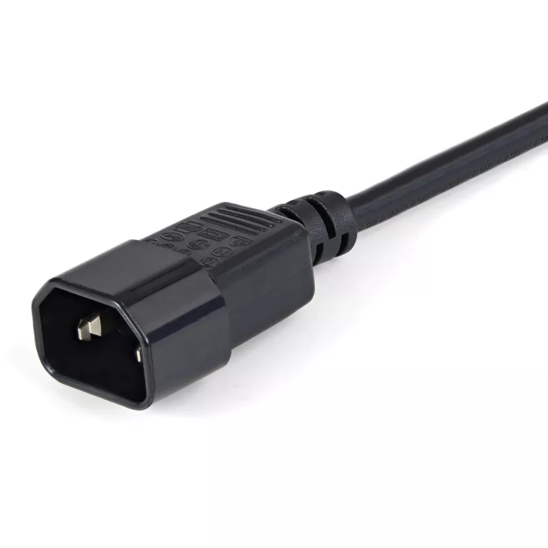 StarTech.com 1 m (3 jalga) toitepikendusjuhe, C14 kuni C13, 10A 125V, 18AWG, arvuti toitekaabli pikendus, IEC-320-C14 kuni IEC-320-C13 vahelduvvoolu toitekaabli pikendus toiteplokile, UL loetletud