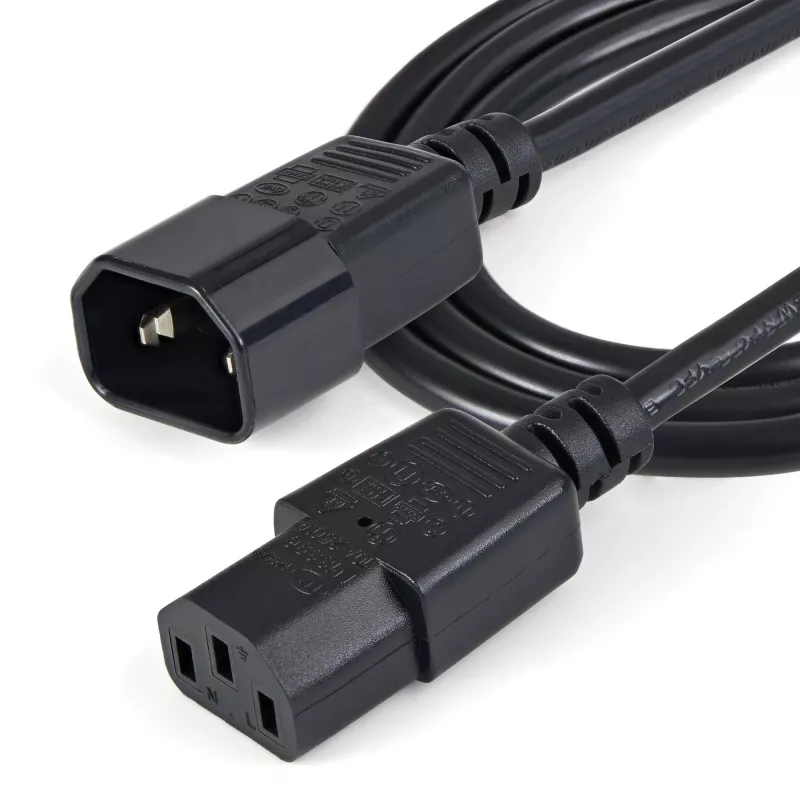 StarTech.com 1 m (3 jalga) toitepikendusjuhe, C14 kuni C13, 10A 125V, 18AWG, arvuti toitekaabli pikendus, IEC-320-C14 kuni IEC-320-C13 vahelduvvoolu toitekaabli pikendus toiteplokile, UL loetletud