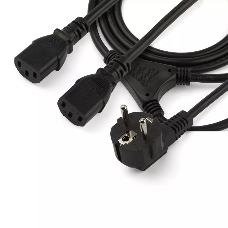 StarTech.com 2m (6 jalga) arvuti toite Y-juhe, 18AWG, EU Schuko kuni 2x C13, 10A 250V, must asendus vahelduvvoolu toitejuhe, printeri toitejuhe, arvuti toiteploki kaabel, monitori toitekaabel - UL loetletud
