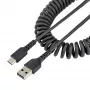 StarTech.com 1 m USB-A – USB-C laadimiskaabel, spiraalne tugevdatud kiirlaadimis- ja sünkroonimiskaabel, kvaliteetne USB 2.0 A – USB-C-kaabel, vastupidav aramiidkiud, vastupidav isane-isane USB-kaabel