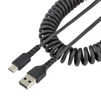 StarTech.com 20in (50cm) USB A to C laadimiskaabel, spiraalne vastupidav kiirlaadimine ja sünkroonimine, kõrgekvaliteetne USB 2.0 A-USB USB-C kaabel, tugevdatud aramiidkiuga, vastupidav isane-isane USB-kaabel