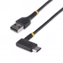 StarTech.com 6ft (2m) USB-A kuni C laadimiskaabel täisnurgaga – vastupidav kiirlaadimise USB-C kaabel – must USB 2.0 A kuni USB-C – tugev aramiidkiud – 3A – USB laadimisjuhe