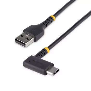 StarTech.com 30 cm USB-A kuni USB-C laadimiskaabel, täisnurkne - vastupidav kiirlaadimise USB-C kaabel - must USB 2.0 A kuni USB-C - tugev aramiidkiud - 3A - USB laadimisjuhe