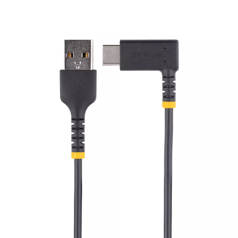 StarTech.com 30 cm USB-A kuni USB-C laadimiskaabel, täisnurkne - vastupidav kiirlaadimise USB-C kaabel - must USB 2.0 A kuni USB-C - tugev aramiidkiud - 3A - USB laadimisjuhe