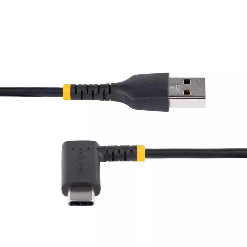StarTech.com 30 cm USB-A kuni USB-C laadimiskaabel, täisnurkne - vastupidav kiirlaadimise USB-C kaabel - must USB 2.0 A kuni USB-C - tugev aramiidkiud - 3A - USB laadimisjuhe