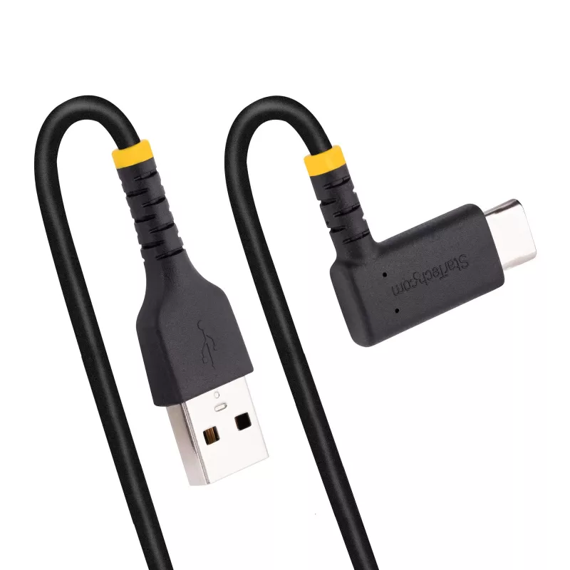 StarTech.com 30 cm USB-A kuni USB-C laadimiskaabel, täisnurkne - vastupidav kiirlaadimise USB-C kaabel - must USB 2.0 A kuni USB-C - tugev aramiidkiud - 3A - USB laadimisjuhe