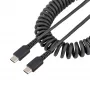 StarTech.com 3ft (1m) USB C Charging kaabel, Coiled Heavy Duty Fast Charge & Sync USB-C kaabel, USB 2.0 USB-C kaabel, Rugged Aramid Fiber, Durable Male to Male USB kaabel, Must