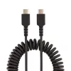 StarTech.com 50 cm USB-C laadimiskaabel, spiraalne vastupidav kiirlaadimis- ja sünkroonimiskaabel USB-C, USB 2.0 USB-C kaabel, tugev aramiidkiuga, vastupidav isane-isane USB-kaabel, must