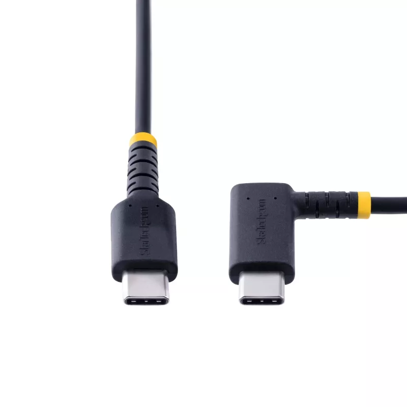 StarTech.com 0,9 m (3 jalga) USB-C laadimiskaabel täisnurgaga – 60 W PD 3 A – vastupidav kiirlaadimise USB-C kaabel – must USB 2.0 USB-C – töökindel aramiidkiud – USB-laadimisjuhe