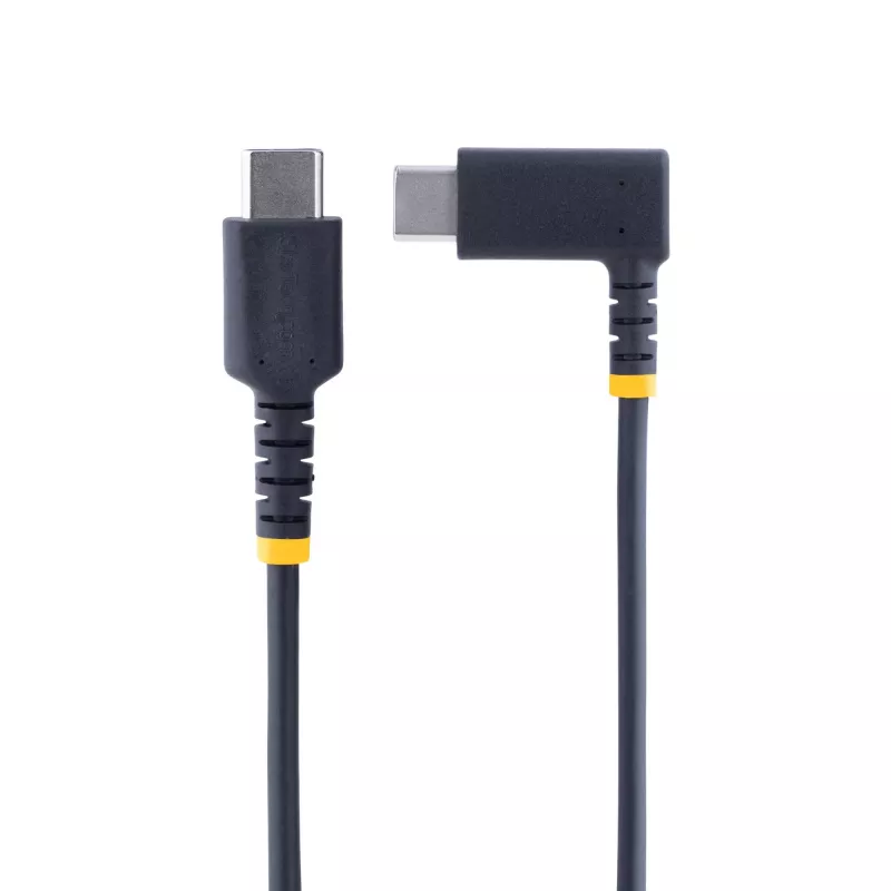 StarTech.com 6 jala (2 m) USB C laadimiskaabel, täisnurkne - 60 W PD 3A - vastupidav kiirlaadimis USB-C kaabel - must USB 2.0 USB-C - tugev aramiidkiuga tugevdatud - USB laadimisjuhe