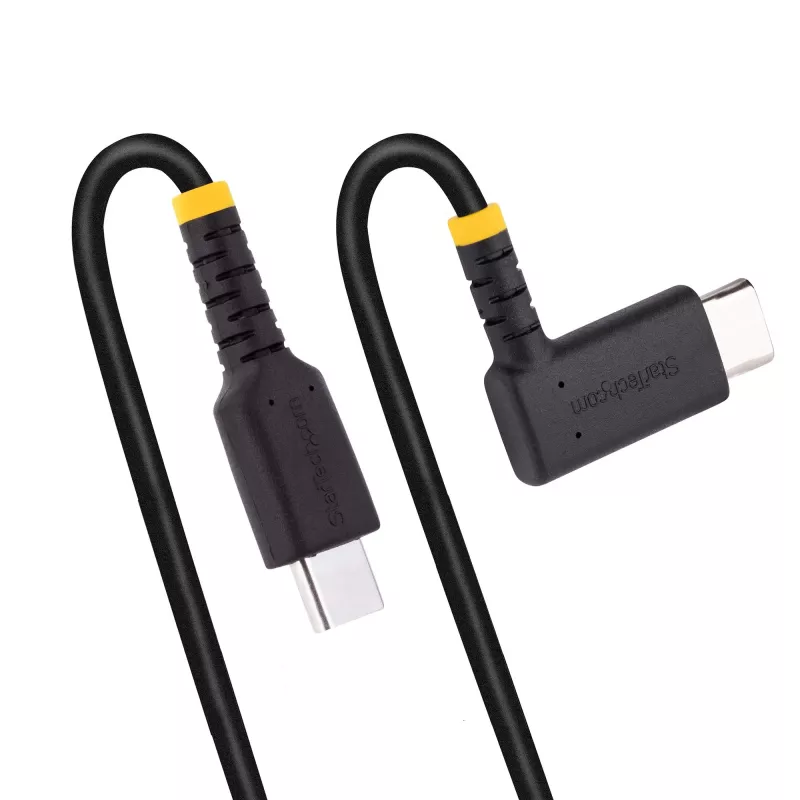 StarTech.com 6 jala (2 m) USB C laadimiskaabel, täisnurkne - 60 W PD 3A - vastupidav kiirlaadimis USB-C kaabel - must USB 2.0 USB-C - tugev aramiidkiuga tugevdatud - USB laadimisjuhe