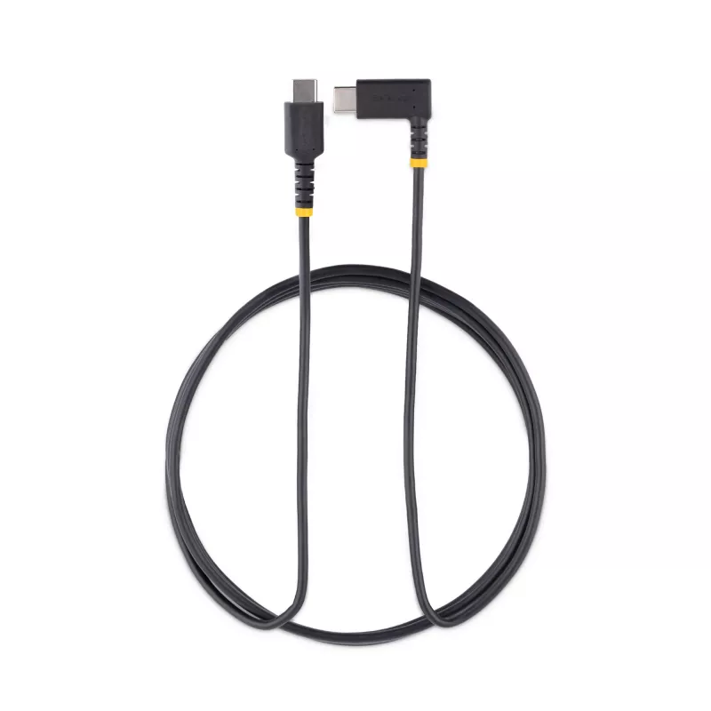StarTech.com 6 jala (2 m) USB C laadimiskaabel, täisnurkne - 60 W PD 3A - vastupidav kiirlaadimis USB-C kaabel - must USB 2.0 USB-C - tugev aramiidkiuga tugevdatud - USB laadimisjuhe