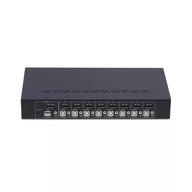 StarTech.com 8-pordiline DisplayPort KVM-lüliti 1U raami paigalduskomplektiga, 4K 60Hz DP 1.2, nupp- ja kiirklahvivahetus, 4-pordiline USB-jaotur, OS-sõltumatu, TAA-vastav