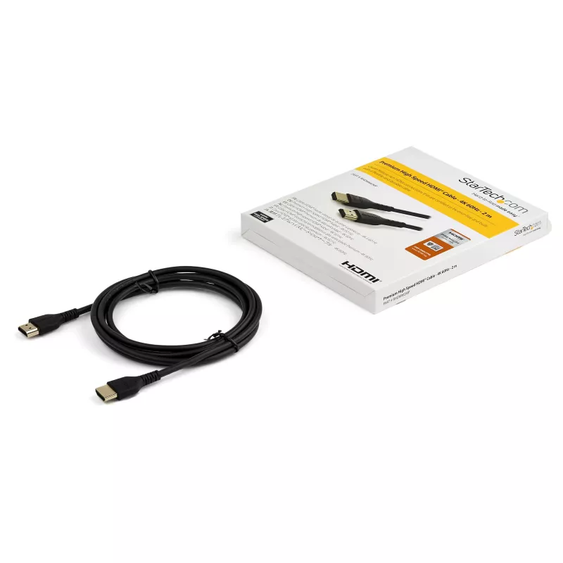 StarTech.com 6ft (2m) Slim HDMI 2.0 kaabel, paindlik Premium sertifitseeritud HDMI-juhe Ethernetiga, UHD 4K 60Hz HDR10, vastupidav aramiidkiust disain TPE-ümbrises