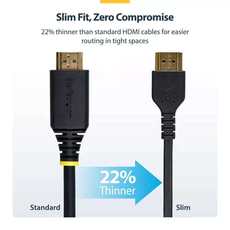 StarTech.com 6ft (2m) Slim HDMI 2.0 kaabel, paindlik Premium sertifitseeritud HDMI-juhe Ethernetiga, UHD 4K 60Hz HDR10, vastupidav aramiidkiust disain TPE-ümbrises