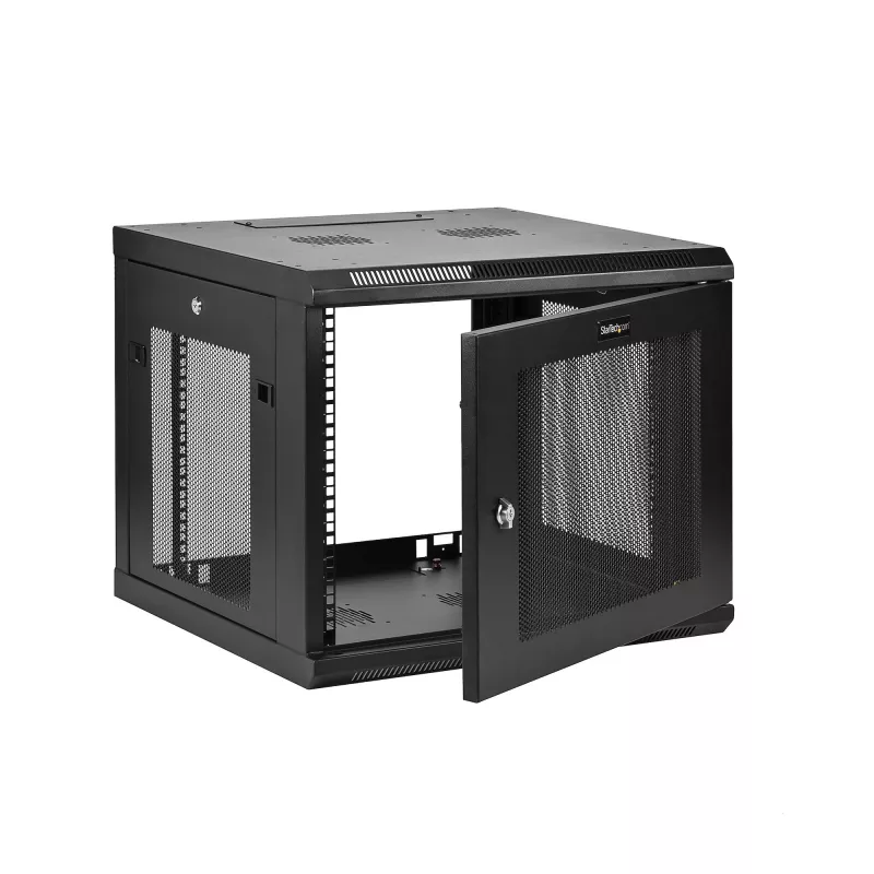 StarTech.com 4-Post 9U Wall Mount võrk Cabinet with 1U Shelf, 19 inch Wall-Mounted Server Rack for Data / AV / Electronics / Computer Equipment, Small Vented Rack Enclosure