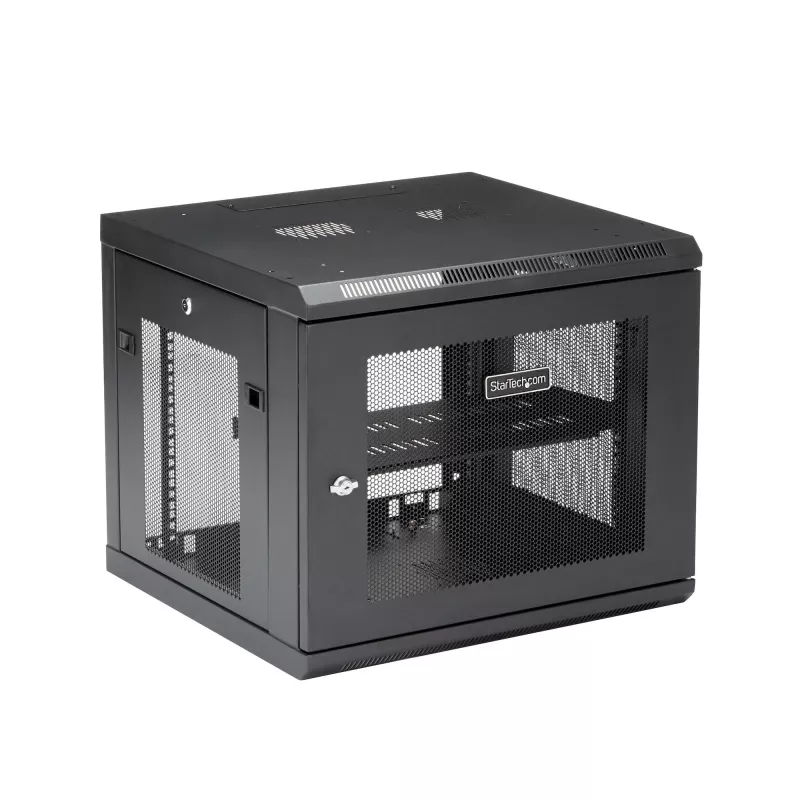 StarTech.com 4-Post 9U Wall Mount võrk Cabinet with 1U Shelf, 19 inch Wall-Mounted Server Rack for Data / AV / Electronics / Computer Equipment, Small Vented Rack Enclosure