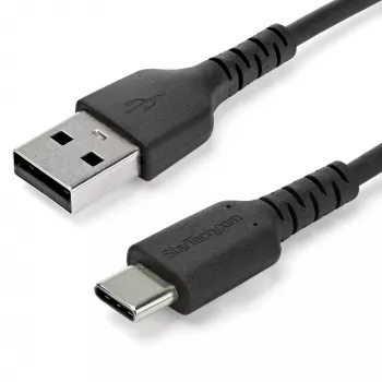StarTech.com 1 m USB A–USB C laadimiskaabel – vastupidav kiirlaadimise ja sünkroonimise USB 2.0–USB Type C andmekaabel – tugev TPE mantel, aramiidkiuga, M/M, 3 A, must – Samsung S10, iPad Pro, Pixel