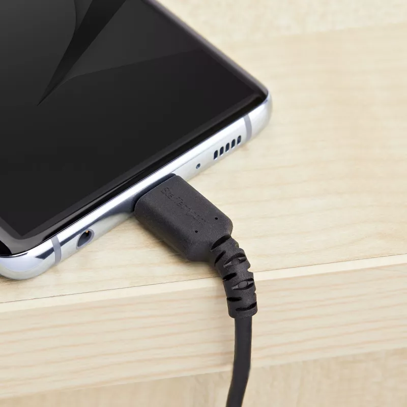 StarTech.com 1 m USB A–USB C laadimiskaabel – vastupidav kiirlaadimise ja sünkroonimise USB 2.0–USB Type C andmekaabel – tugev TPE mantel, aramiidkiuga, M/M, 3 A, must – Samsung S10, iPad Pro, Pixel