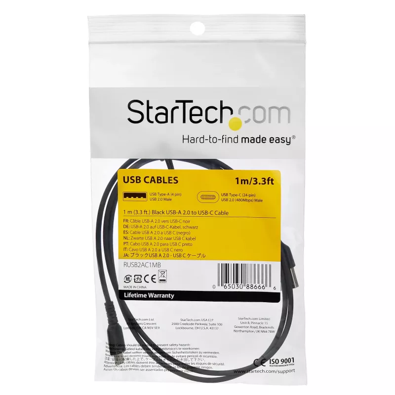 StarTech.com 1m USB C laadimiskaabel – vastupidav kiirlaadimis- ja sünkroonimiskaabel USB 2.0 tüüp C – tüüp C sülearvuti laadija juhe – TPE kate aramiidkiud M/M 60W must – Samsung S10 S20 iPad Pro MS Surface