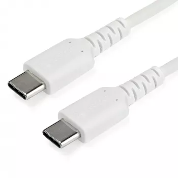 StarTech.com 2m USB-C laadimiskaabel – vastupidav kiirlaadimis- ja sünkroonimiskaabel USB 2.0 USB-C kuni USB-C sülearvuti laadija – TPE mantel, aramiidkiud, M/M, 60W, valge – Samsung S10 S20 iPad Pro MS Surface