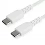 StarTech.com 2m USB-C laadimiskaabel – vastupidav kiirlaadimis- ja sünkroonimiskaabel USB 2.0 USB-C kuni USB-C sülearvuti laadija – TPE mantel, aramiidkiud, M/M, 60W, valge – Samsung S10 S20 iPad Pro MS Surface