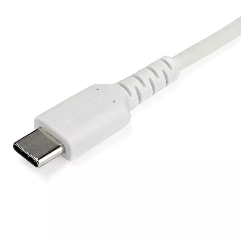 StarTech.com 2m USB-C laadimiskaabel – vastupidav kiirlaadimis- ja sünkroonimiskaabel USB 2.0 USB-C kuni USB-C sülearvuti laadija – TPE mantel, aramiidkiud, M/M, 60W, valge – Samsung S10 S20 iPad Pro MS Surface